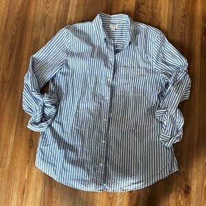 J. Crew Factory Blue and White Striped Button-Down Shirt